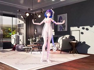 중국 귀염둥이 춤 + 점차적인 탈의(3D HENTAI)