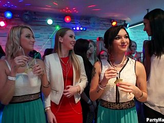Nice-looking ravening blowjobs are given overwrought some dancing queens around bone-tired
